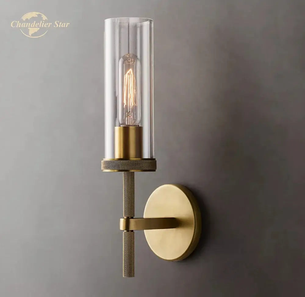 Industrial matte black led glass wall sconce bedroom light