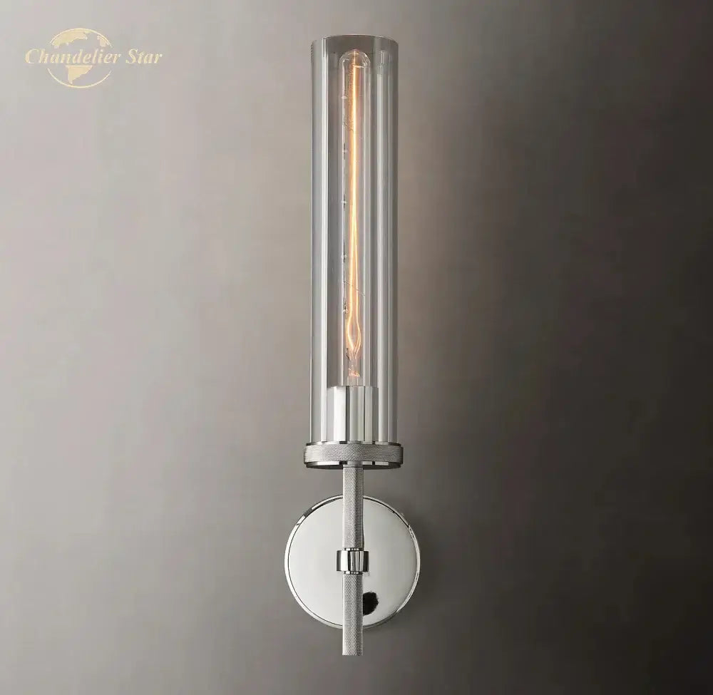 Industrial matte black led glass wall sconce bedroom light