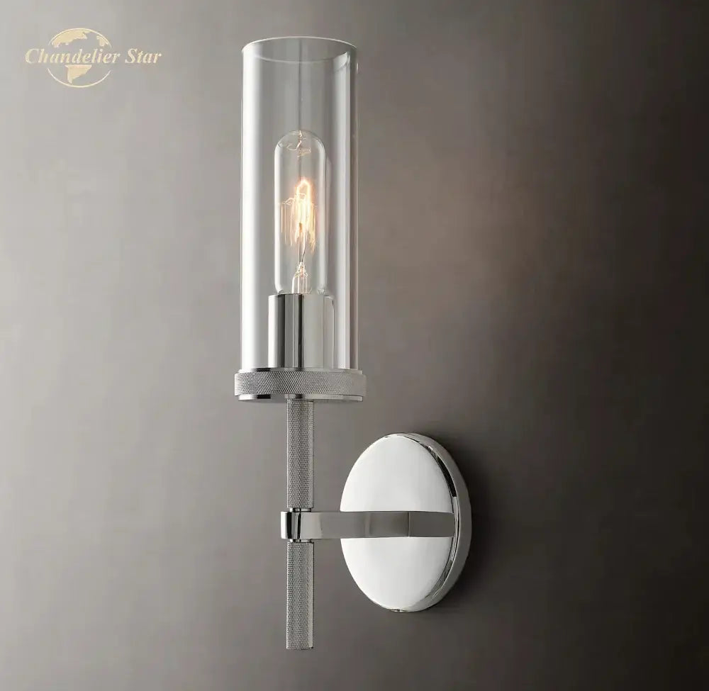 Industrial matte black led glass wall sconce bedroom light