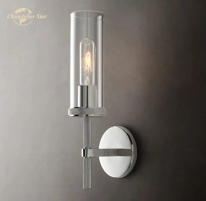 Industrial matte black led glass wall sconce bedroom light