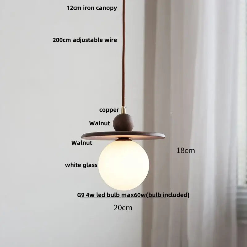 Japanese style wood pendant light – living room textured glass led