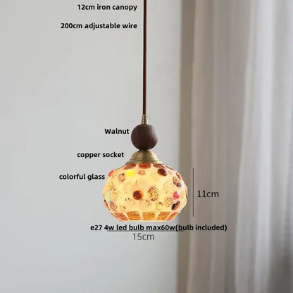 Japanese style wood pendant light – living room textured glass led