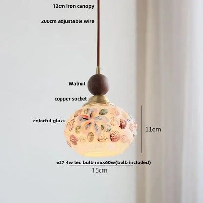 Japanese style wood pendant light – living room textured glass led