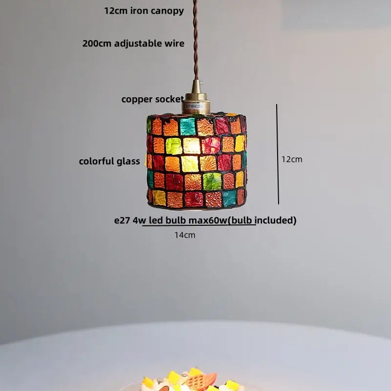 Japanese style wood pendant light – living room textured glass led