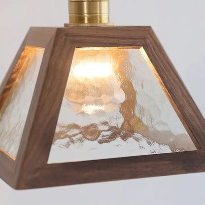 Japanese style wood pendant light – living room textured glass led