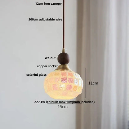 Japanese style wood pendant light – living room textured glass led