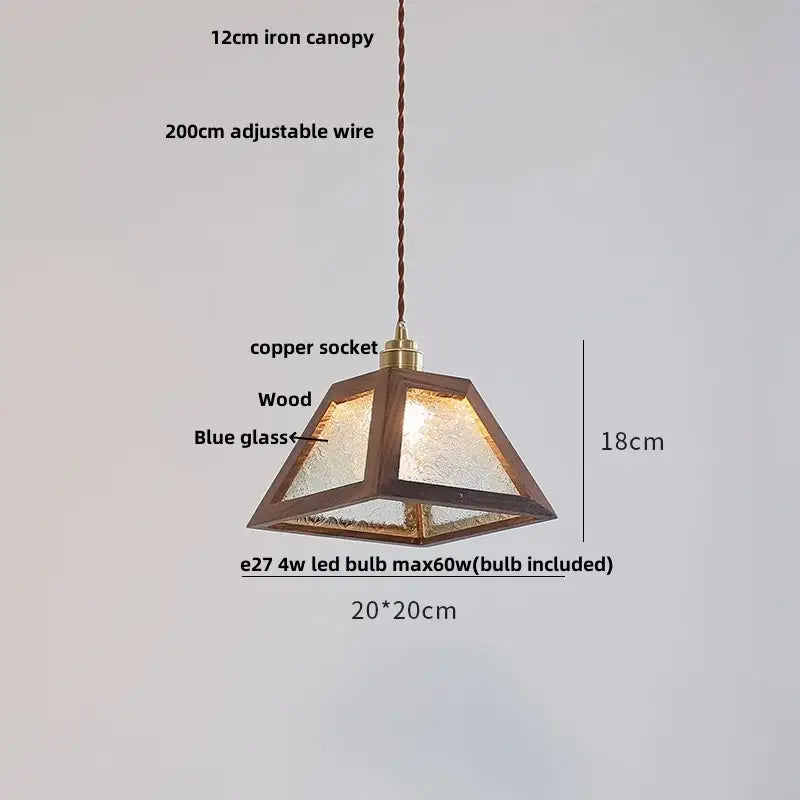 Japanese style wood pendant light – living room textured glass led