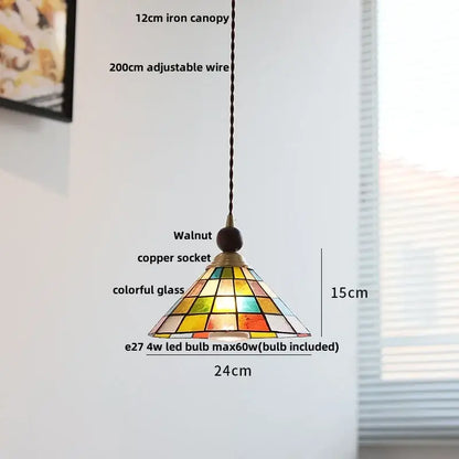 Japanese style wood pendant light – living room textured glass led