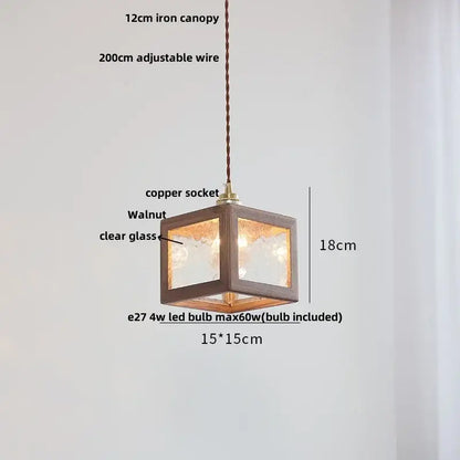 Japanese style wood pendant light – living room textured glass led
