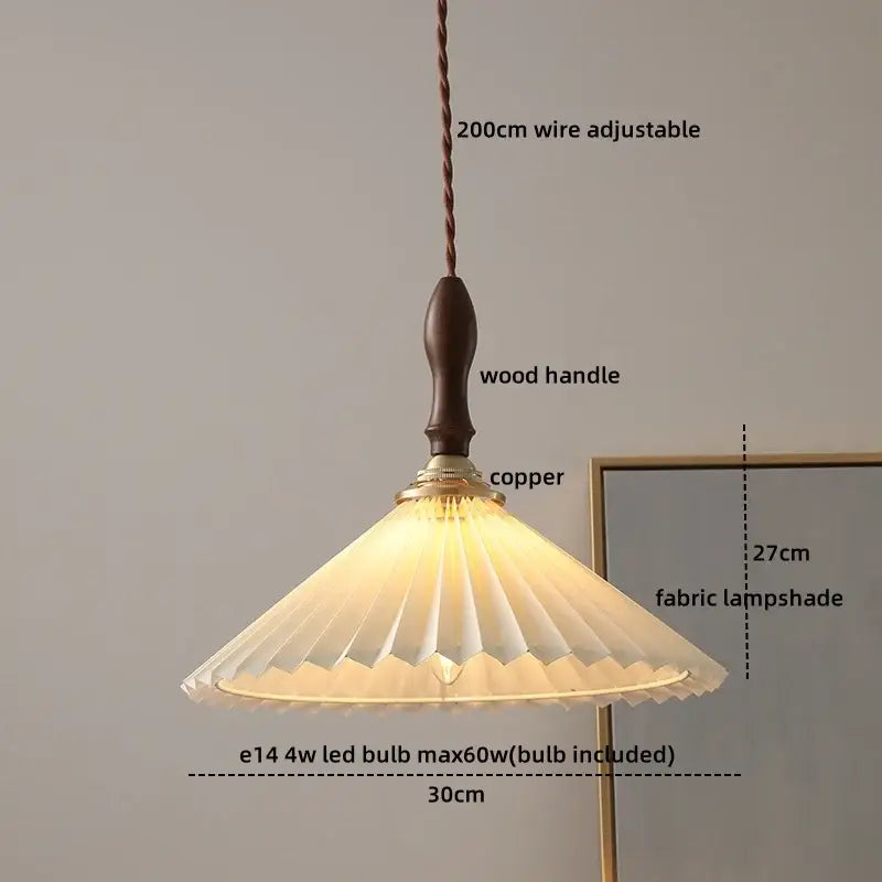 Modern scalloped glass wood pendant light for dining room