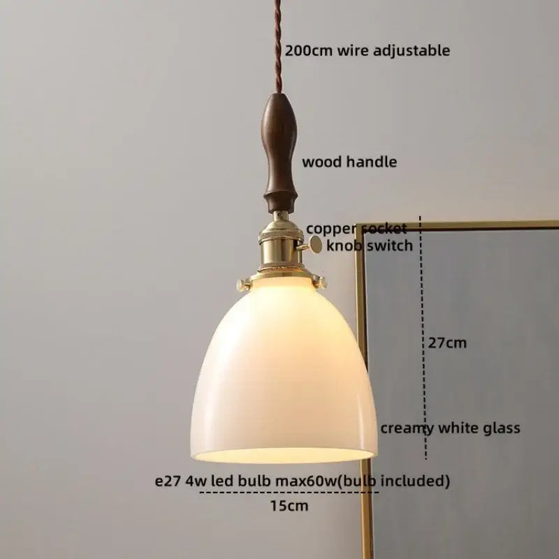 Modern scalloped glass wood pendant light for dining room