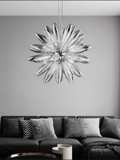 Modern white & silver flower led globe pendant light dining room
