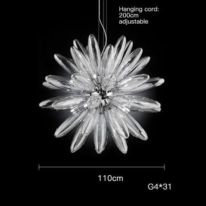 Modern white & silver flower led globe pendant light dining room