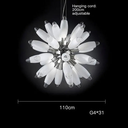 Modern white & silver flower led globe pendant light dining room