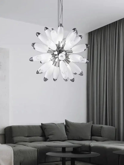 Modern white & silver flower led globe pendant light dining room
