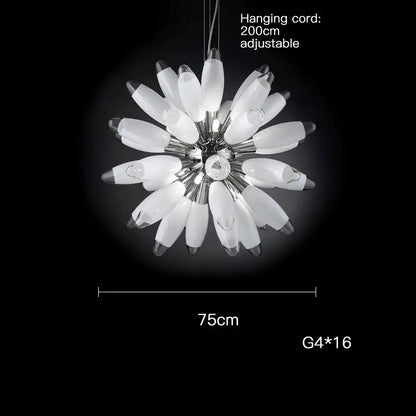 Modern white & silver flower led globe pendant light dining room
