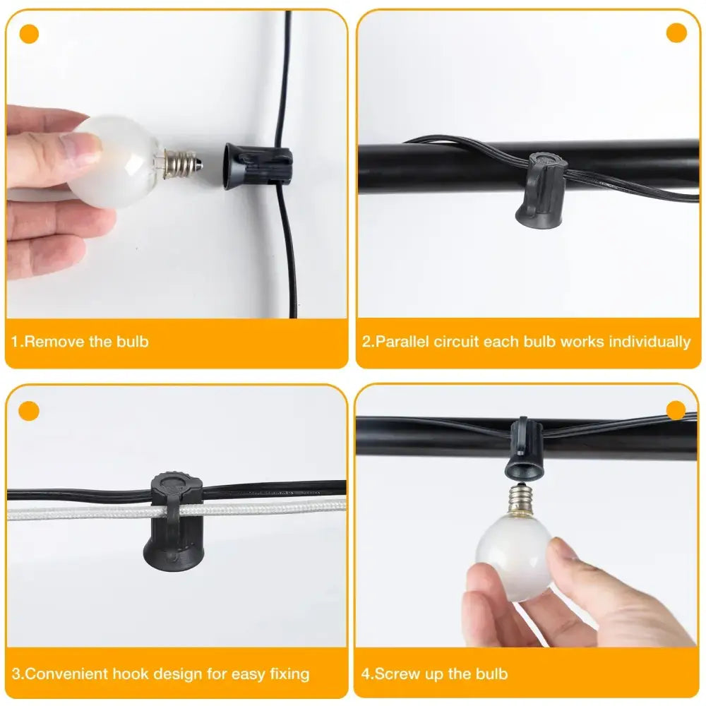 Frosted black led globe string lights outdoor patio garland