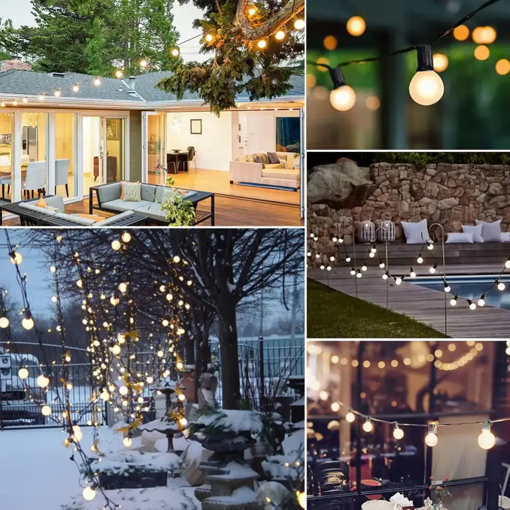 Frosted black led globe string lights outdoor patio garland