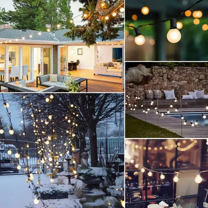 Frosted black led globe string lights outdoor patio garland
