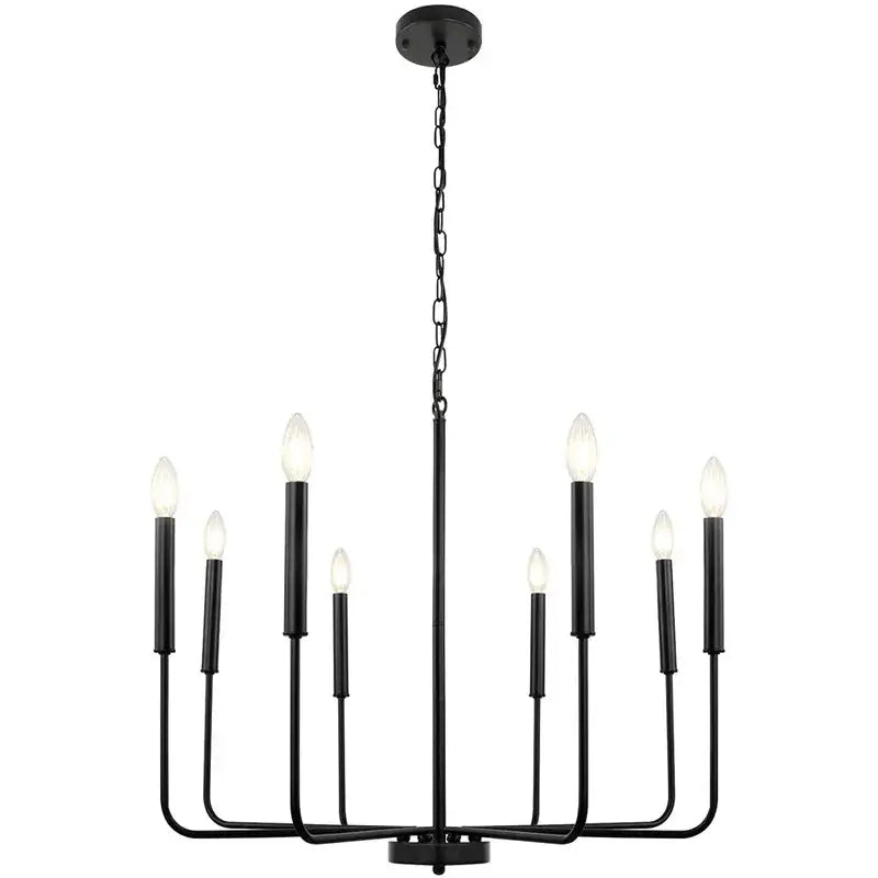 Modern black & gold led black candle chandelier living room light