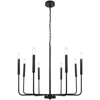 Modern black & gold led black candle chandelier living room light