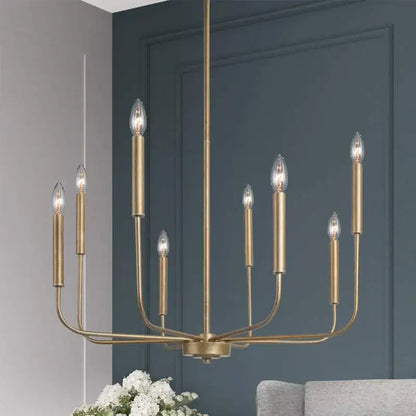Modern black & gold led black candle chandelier living room light