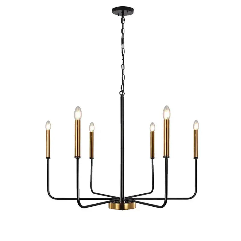 Modern black & gold led black candle chandelier living room light