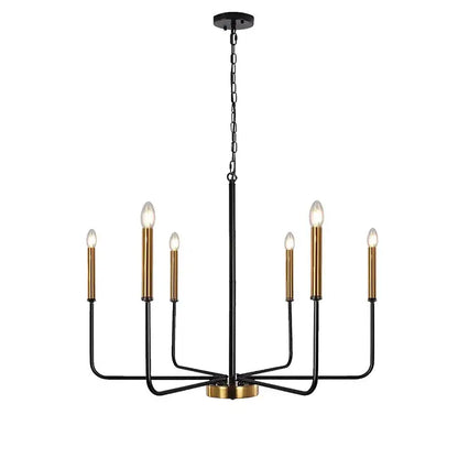 Modern black & gold led black candle chandelier living room light