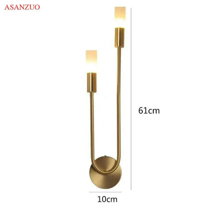 Minimalist gold candlestick wall light with frosted glass for bedroom