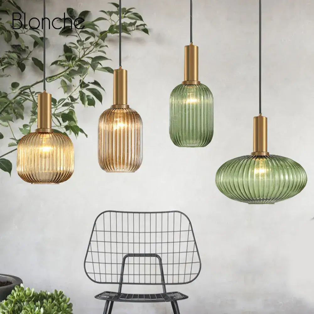 led gold chandelier amber & green pendant lamps dining room