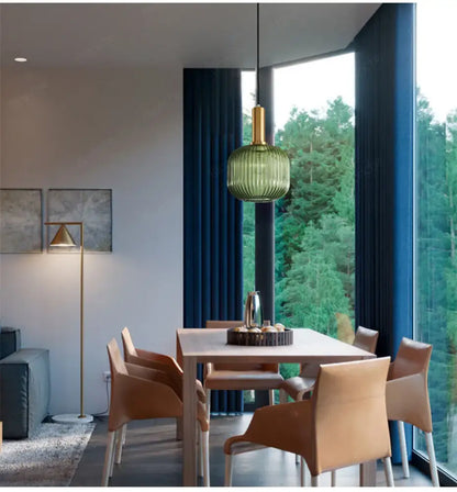 led gold chandelier amber & green pendant lamps dining room