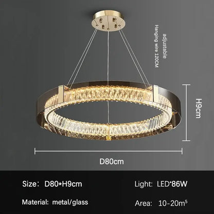 Modern gold crystal glass ceiling chandelier for living room