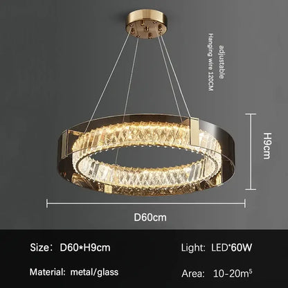 Modern gold crystal glass ceiling chandelier for living room