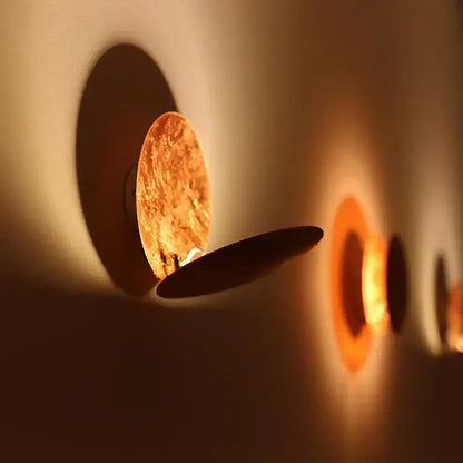 Modern golden brown led gold eclipse wall lamp for bedroom
