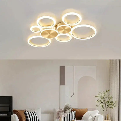 Modern gold ring chandelier living room led circular light fixture