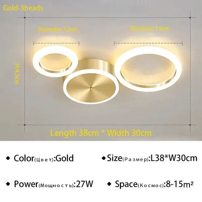 Modern gold ring chandelier living room led circular light fixture