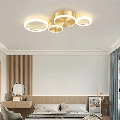 Modern gold ring chandelier living room led circular light fixture