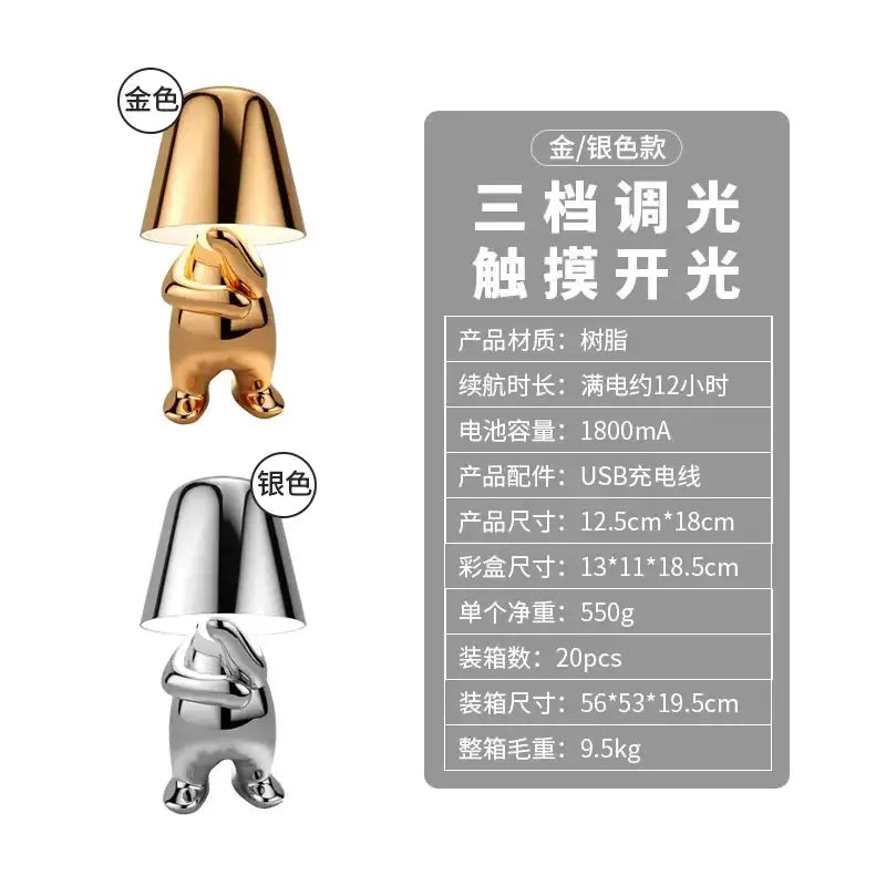Minimalist led golden boy table lamp bedroom night light