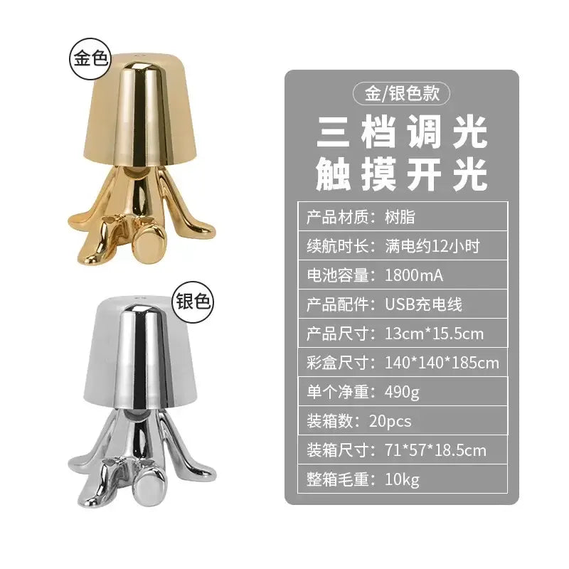 Minimalist led golden boy table lamp bedroom night light