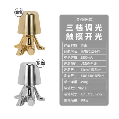 Minimalist led golden boy table lamp bedroom night light