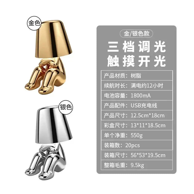 Minimalist led golden boy table lamp bedroom night light