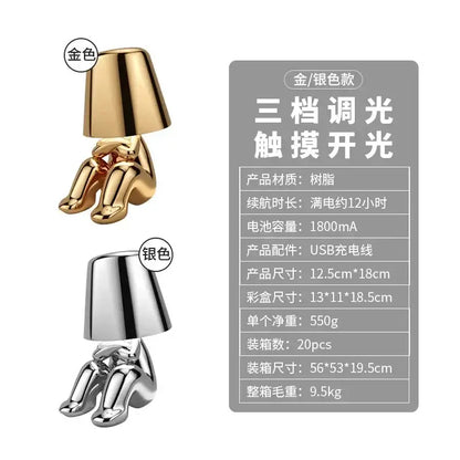 Minimalist led golden boy table lamp bedroom night light