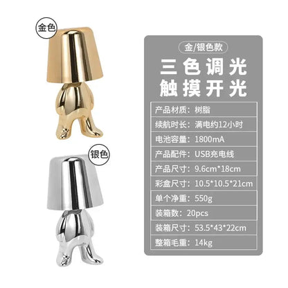 Minimalist led golden boy table lamp bedroom night light