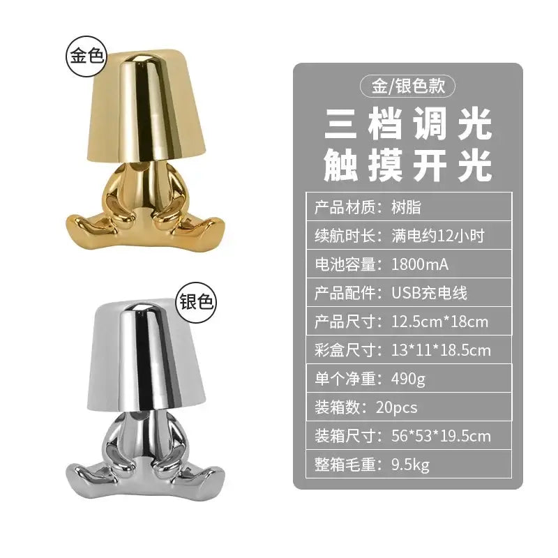 Minimalist led golden boy table lamp bedroom night light