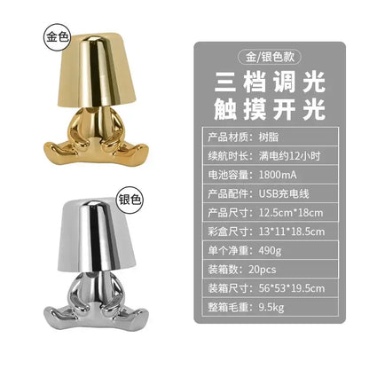 Minimalist led golden boy table lamp bedroom night light