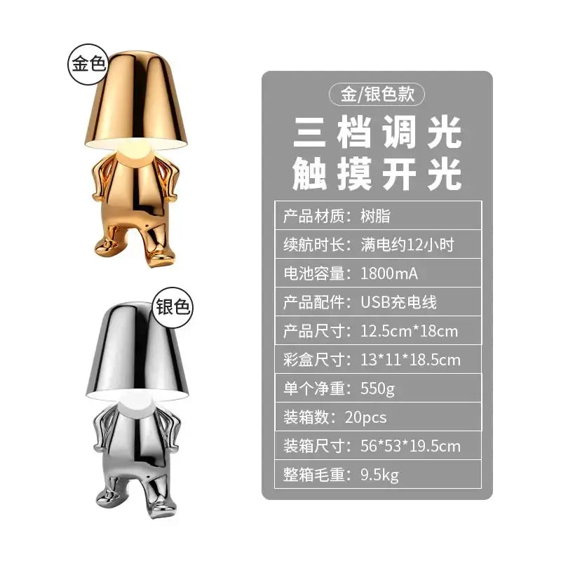 Minimalist led golden boy table lamp bedroom night light