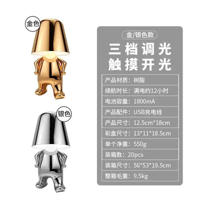 Minimalist led golden boy table lamp bedroom night light