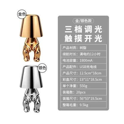 Minimalist led golden boy table lamp bedroom night light