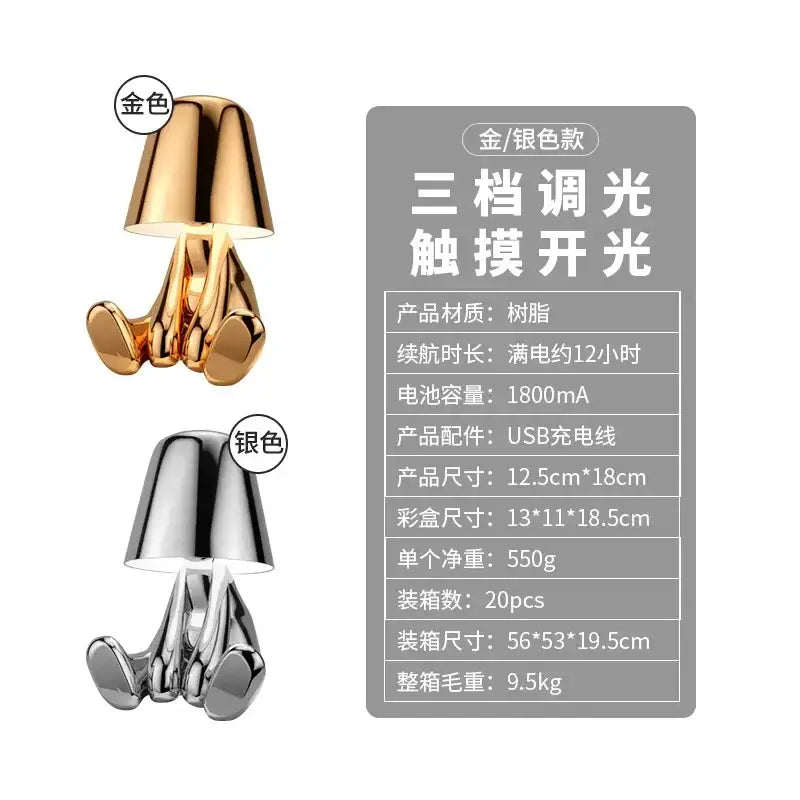 Minimalist led golden boy table lamp bedroom night light
