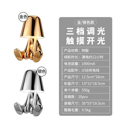 Minimalist led golden boy table lamp bedroom night light